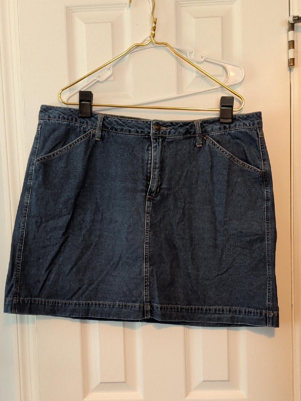 Woman Within Dark Blue Denim Mini Skort Sz 18W #1